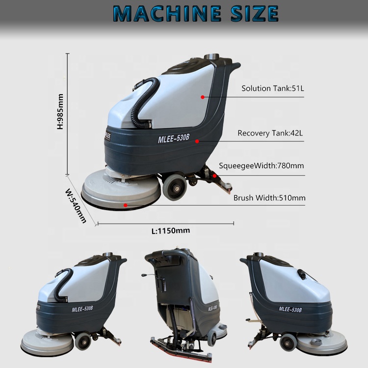 MLEE530B 50-литровая поломоечн – обзор и цена Floor Scrubber Machine Walk Behind